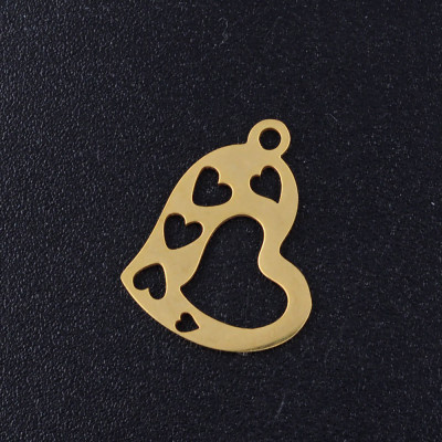 Heart pendant with hearts on the sides, surgical steel