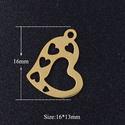 Heart pendant with hearts on the sides, surgical steel