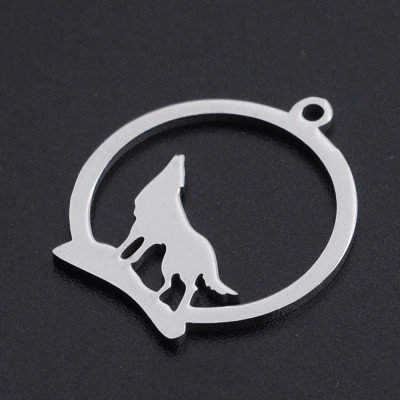 Surgical steel wolf pendant