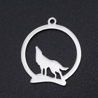 Surgical steel wolf pendant
