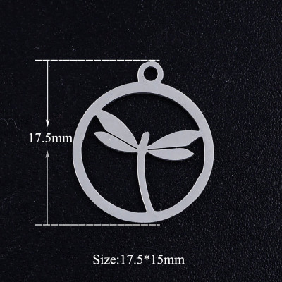 Pendant wheel with dragonfly surgical steel