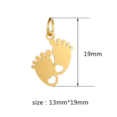 Foot pendant with hearts, surgical steel, two color variants