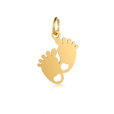 Foot pendant with hearts, surgical steel, two color variants