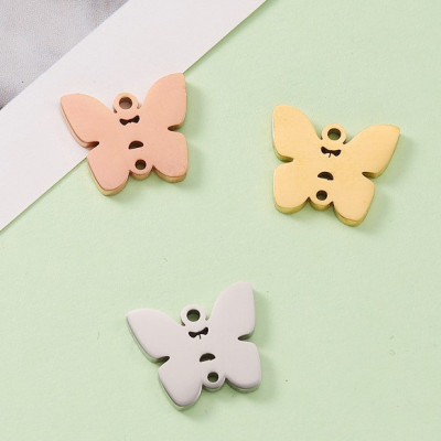 Butterfly pendant surgical steel three color variants