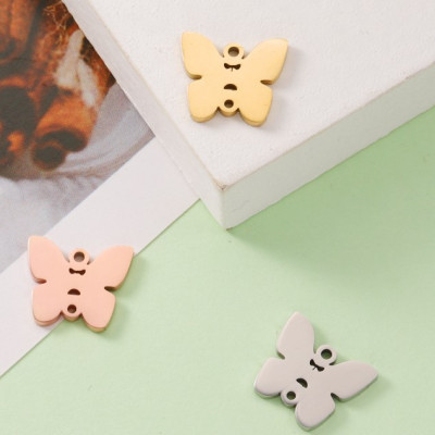 Butterfly pendant surgical steel three color variants