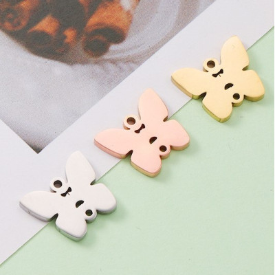 Butterfly pendant surgical steel three color variants