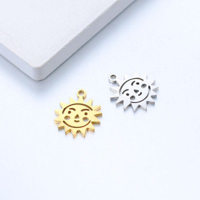Pendant shining sun surgical steel two color variants