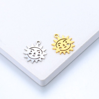 Pendant shining sun surgical steel two color variants