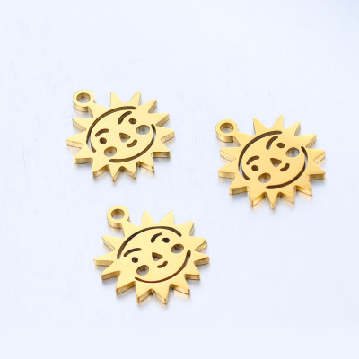 Pendant shining sun surgical steel two color variants