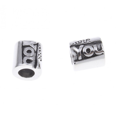 Korálek TRUBIČKA s nápisem i LOVE YOU chirurgická ocel