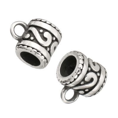 A bead with an eyelet decorated with a surgical steel spiral