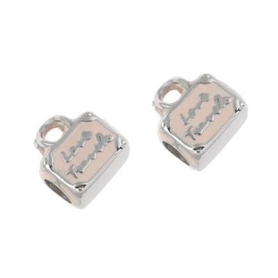 Bead suitcase with the inscription I love Travel surgical steel