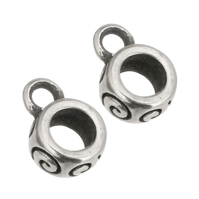 Bead with an eyelet with a spiral ornament, surgical steel