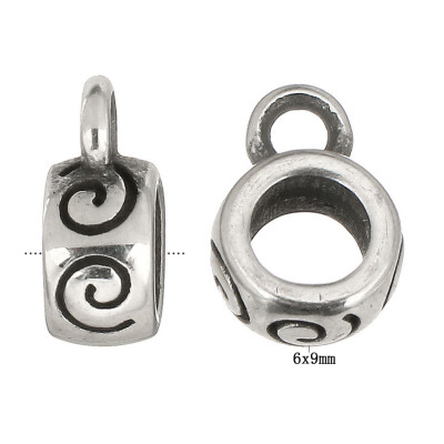 Bead with an eyelet with a spiral ornament, surgical steel