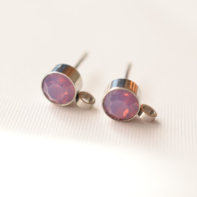 Puseta se šatonem barvy Amethyst Opal gold z chirurgické oceli