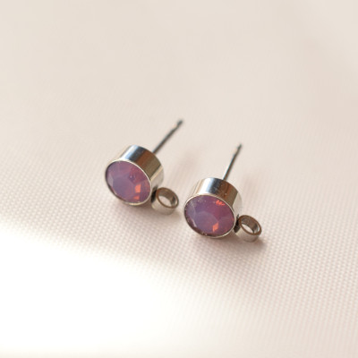 Amethyst Opal surgical steel case with chaton