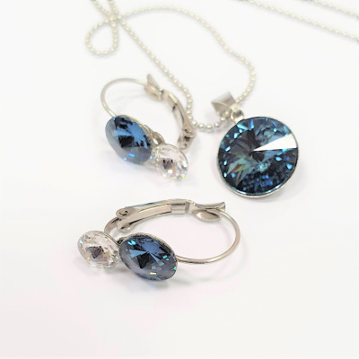 Earrings and pendant with rivolki Swarovski surgical steel