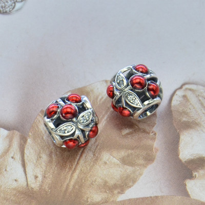 Bead AG 925 with zircons color Crystal and red icing