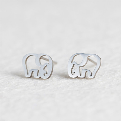 Elephant-shaped earrings, surgical steel