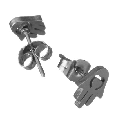 Earrings made of palm with a heart, surgical steel