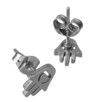 Earrings made of palm with a heart, surgical steel