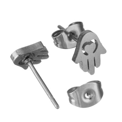 Earrings made of palm with a heart, surgical steel