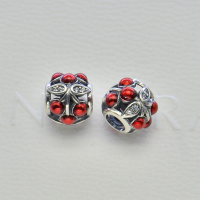 Bead AG 925 with zircons color Crystal and red icing