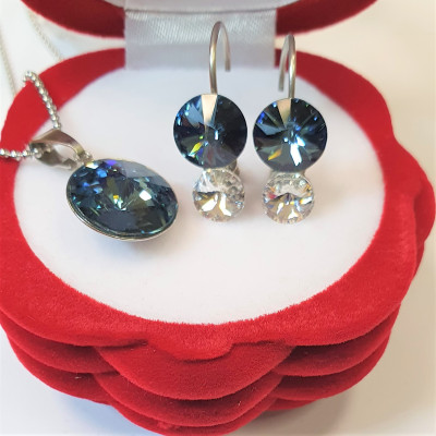 Earrings and pendant with rivolki Swarovski surgical steel