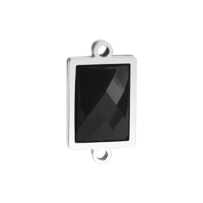 Rectangular connector with black stone, surgical steel