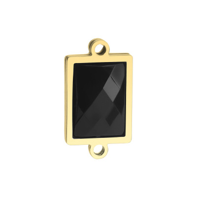 Rectangular connector with black stone, surgical steel