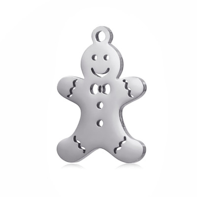 Surgical steel gingerbread pendant, two color options