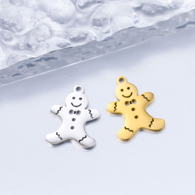 Surgical steel gingerbread pendant, two color options