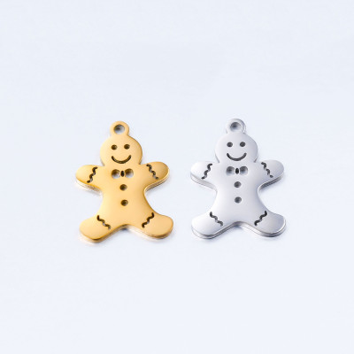 Surgical steel gingerbread pendant, two color options