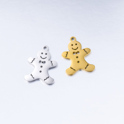 Surgical steel gingerbread pendant, two color options