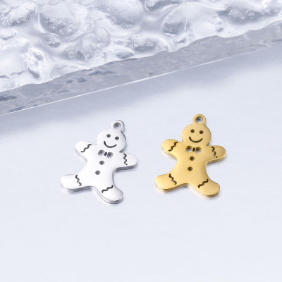 Surgical steel gingerbread pendant, two color options
