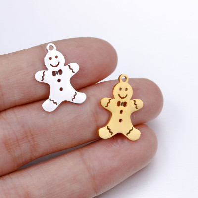 Surgical steel gingerbread pendant, two color options