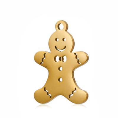 Surgical steel gingerbread pendant, two color options