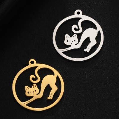 Surgical steel cat pendant