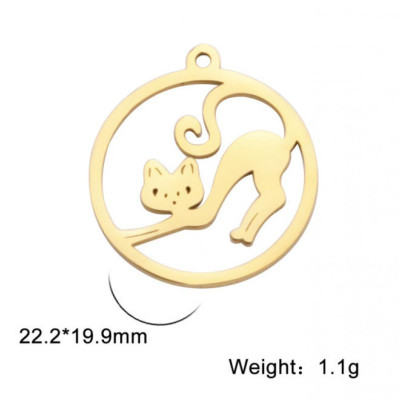 Surgical steel cat pendant