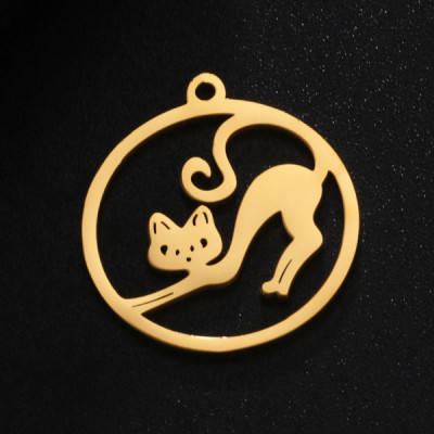 Surgical steel cat pendant