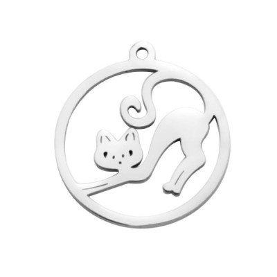 Surgical steel cat pendant