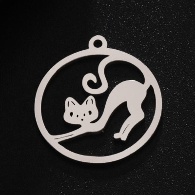 Surgical steel cat pendant