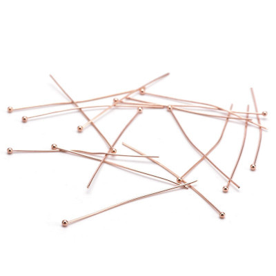 Nýtek s kuličkou  o délce 50mm x 0,8mm z chirurgické oceli Rose gold galvanizace