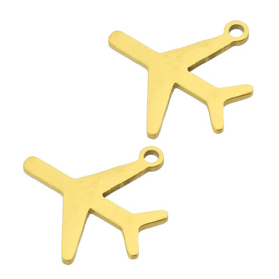 Pendant airplane surgical steel two color variants