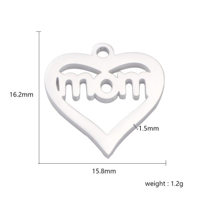 MOM heart pendant, surgical steel, two color variants