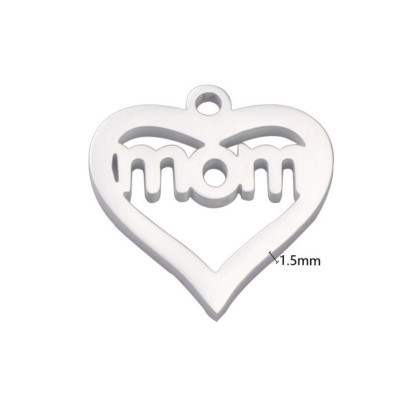 MOM heart pendant, surgical steel, two color variants