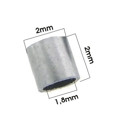 Crimp bead 2 x 2 x 1,8 mm, 100pcs, surgical steel