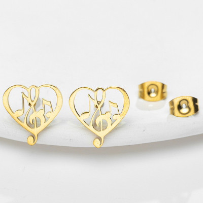 Puset hearts with treble clef surgical steel