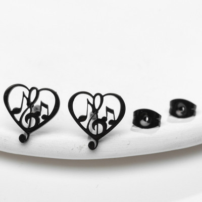 Puset hearts with treble clef surgical steel