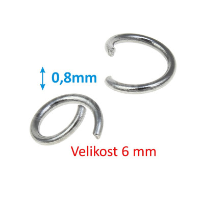 Open ring 6 x 0,8mm stainless steel
